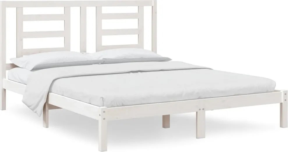 vidaXL fehér tömör fenyőfa ágy matrac nélkül 160 x 200 cm
