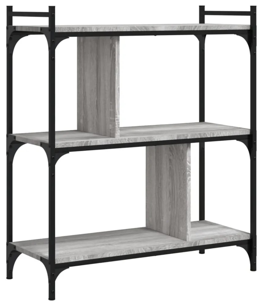 3 szintes szürke sonoma színű fa könyvespolc 76 x 32 x 88 cm
