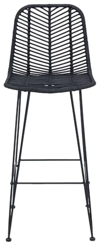 Bárszék 2 pcs Fekete 44,5 x 53 x 111 cm Rattan és Vas