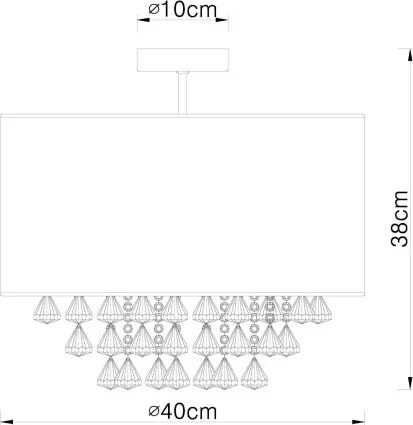 Globo 15188D3 Mennyezeti lámpa, nikkel matt, textil ezüst , akril kristály, áttetsző, ø: 400, H:380, Foglalat típusa:1xE27 60W 230V