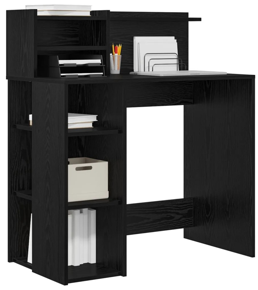 vidaXL Íróasztal tárolóval Fekete tölgy 90x48x101.5 cm Szerelt fa