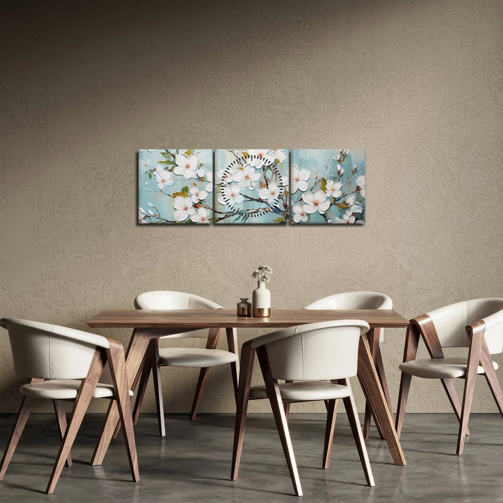 Kép - Festés, virágzó faágak (órával) (90x30 cm)