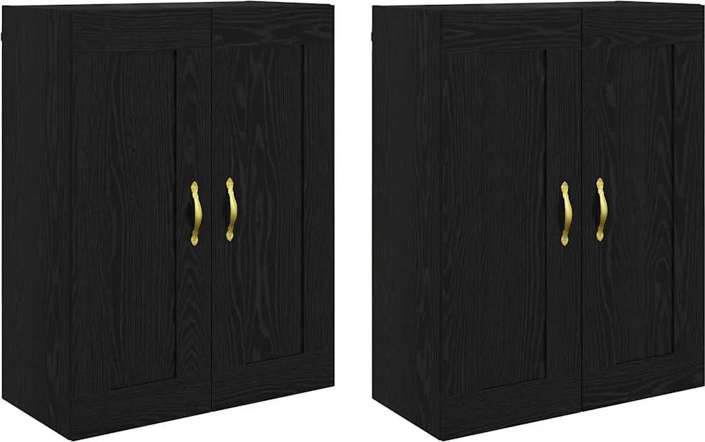 vidaXL Fali szekrény 2 pcs Fekete tölgy 69,5 x 34 x 90 cm Faanyag