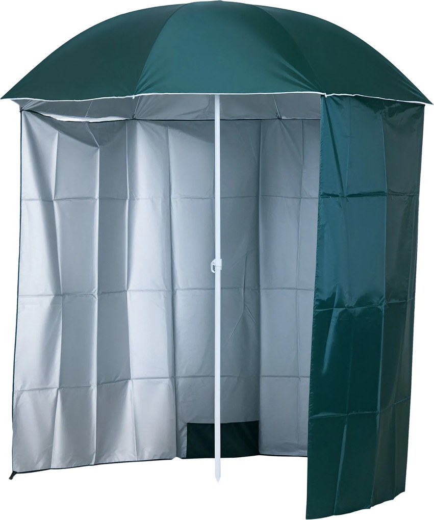 Outsunny Napernyő Strandernyő Napvédelem Oldalfallal Poliésterből Sötét Zöld 2.2 x H2.2m | Aosom