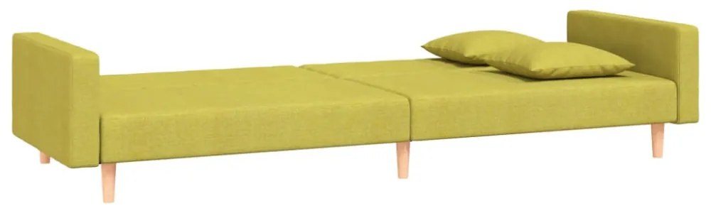 vidaXL 2 személyes zöld szövet kanapéágy két párnával