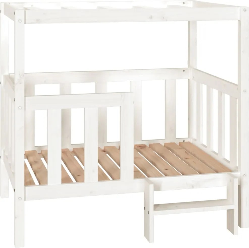 vidaXL fehér tömör fenyőfa kutyaágy 105,5x83,5x100 cm