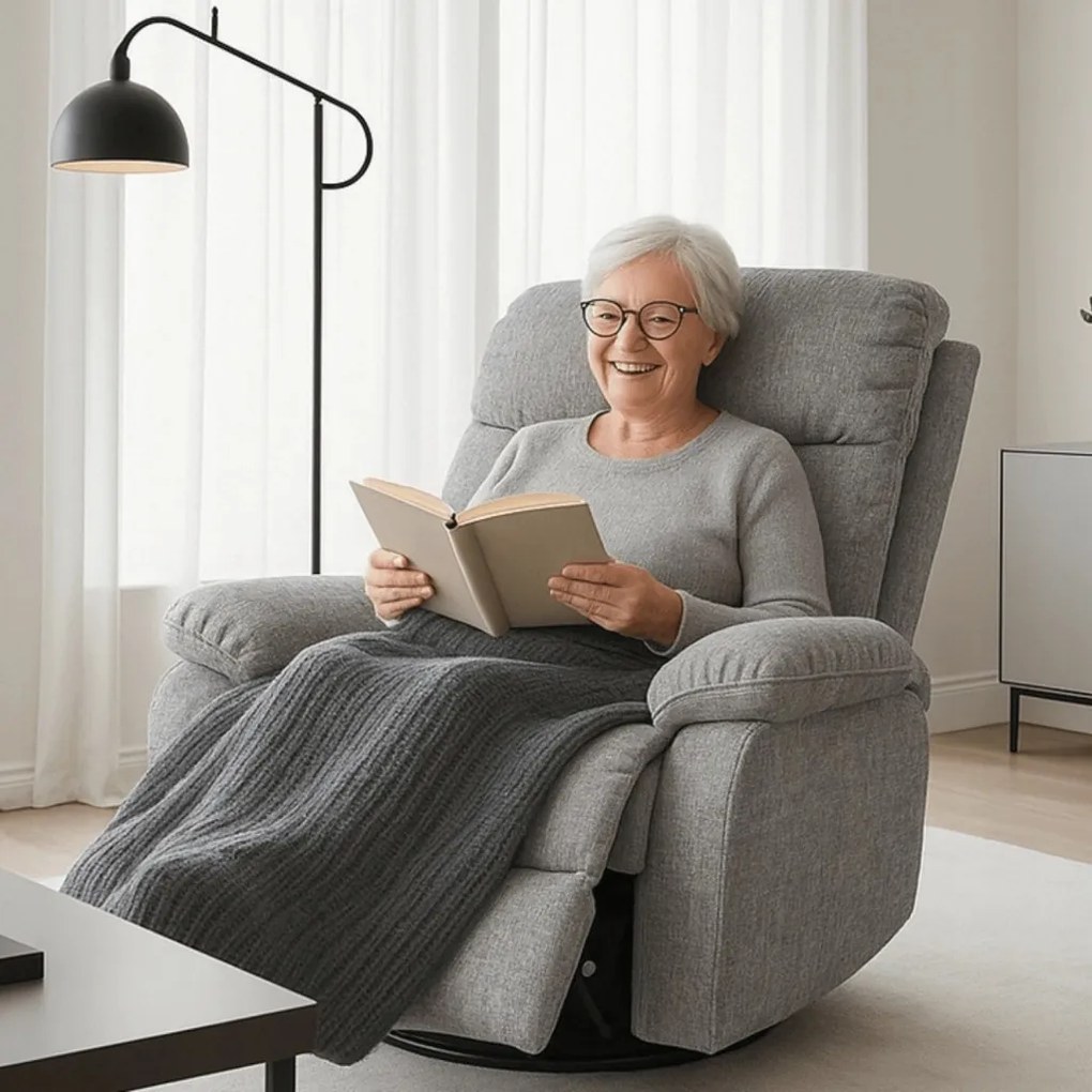 Elektromosan Vezérelhető Masszázsfunkciós Relaxfotel Fotel Szürke Színben. BRUCE