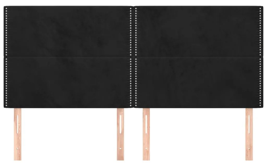 4 db fekete bársony fejtámla 90x5x78/88 cm