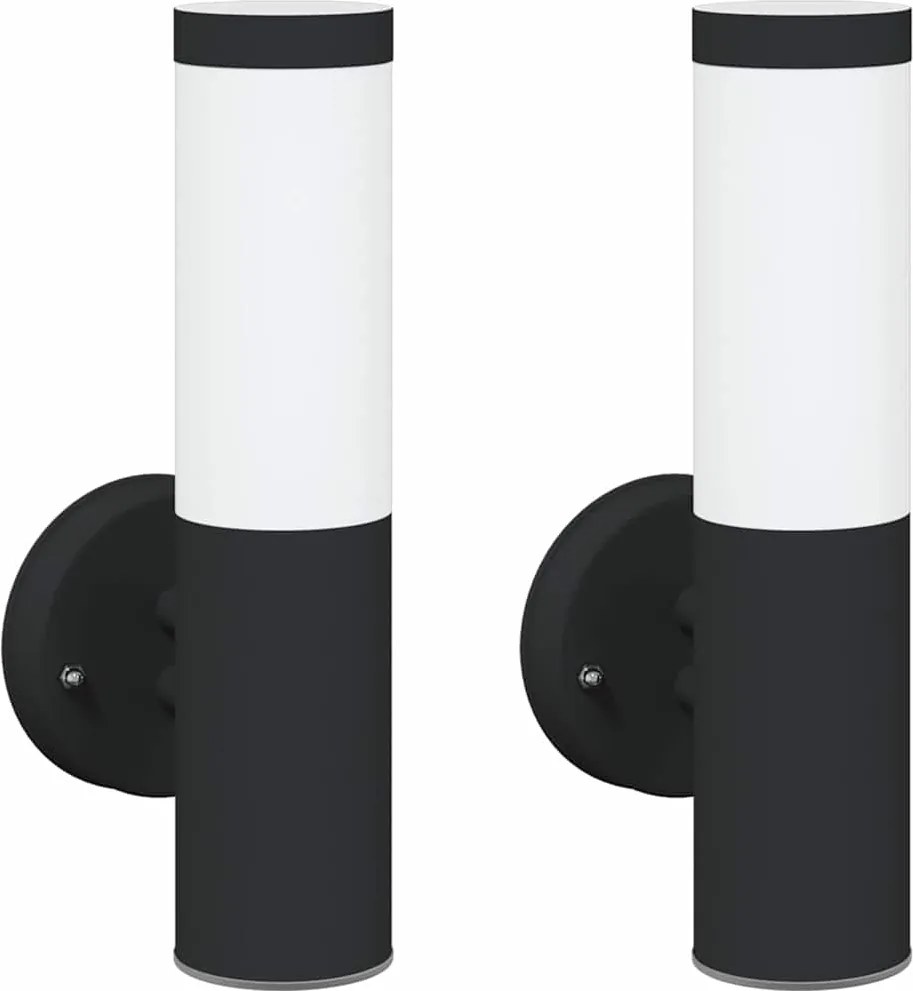 vidaXL Kültéri Fali Lámpa 2 pcs Fekete 15 x 7,5 x 33 cm