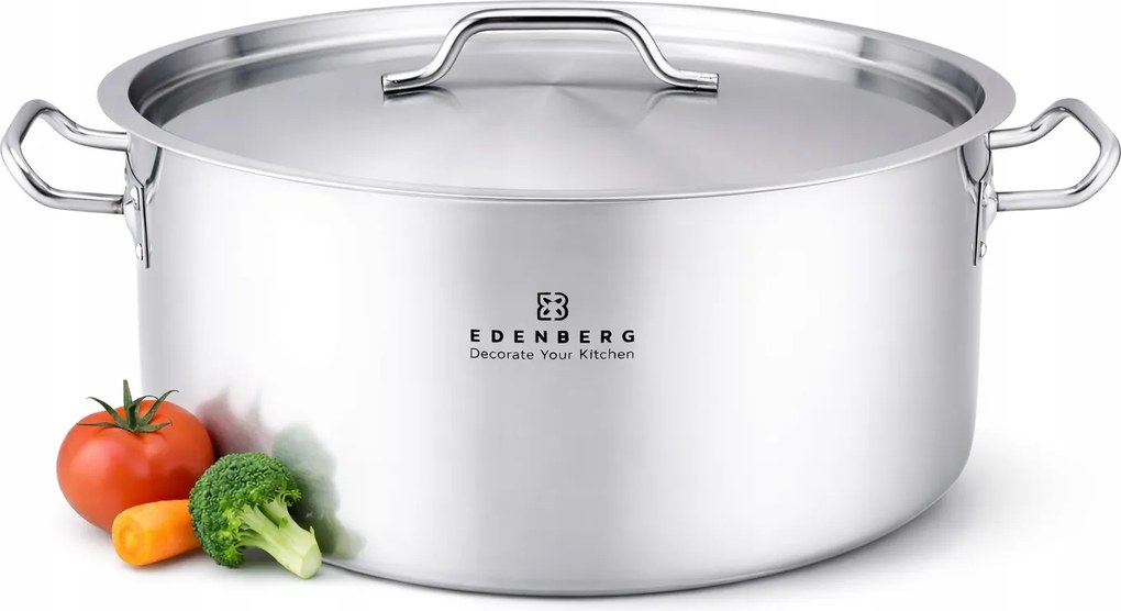 Széles vendéglátóipari acél fazék fedővel 36 cm – 17,3 L