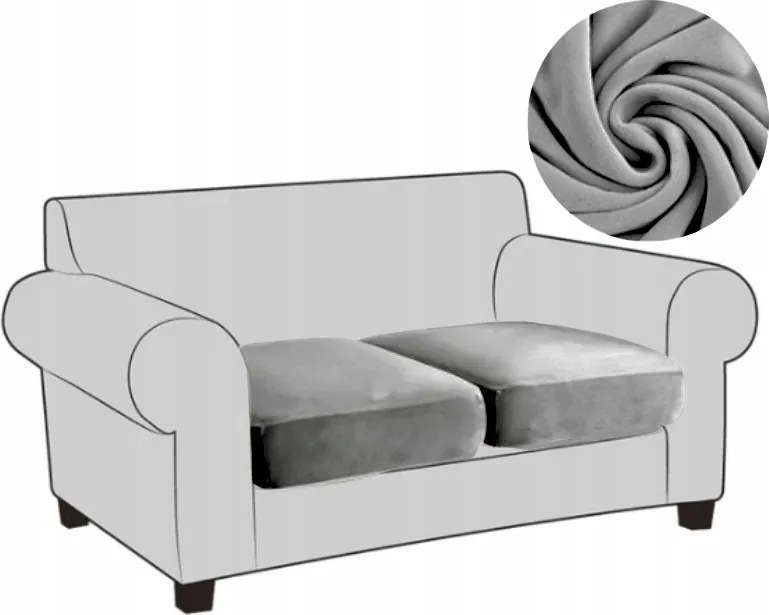 2X Kanapé Huzat Fotel Ülőfelület Háttámla Kanapé Velúr Sötétszürke