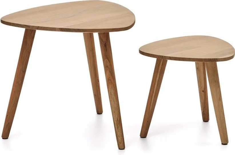 Akácfa tárolóasztal szett 2 db-os 60x61 cm Duvani – Kave Home