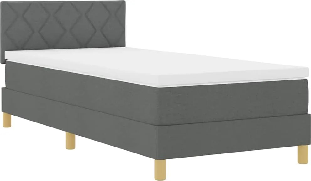 vidaXL LED Box Spring Ágy matracmal Sötétszürke 90 x 200 cm szövet