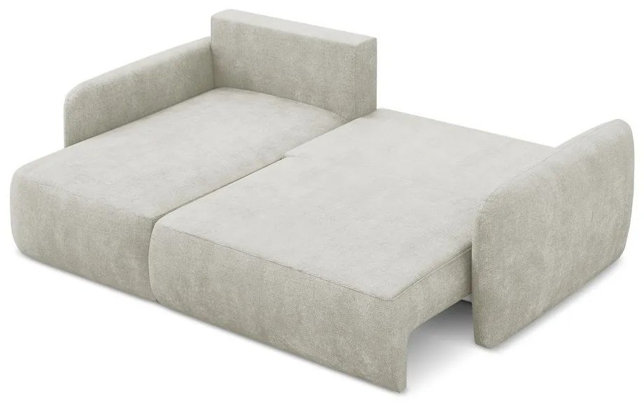 Krémszínű zsenília kinyitható-tárolóhelyes sarokkanapé (bal oldali-heverő résszel) Lilo – Makamii