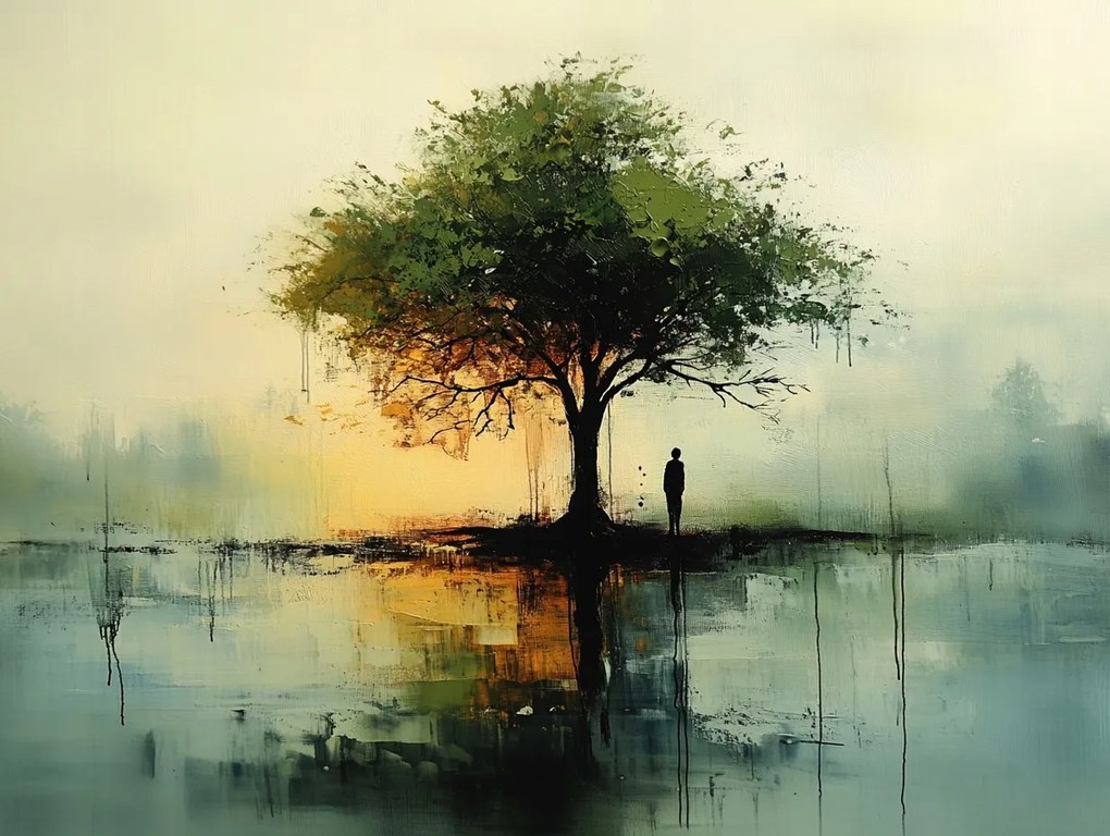 Vászonkép Canvas Fa Víz Ember Természet Reflexió Áhítat 100x75