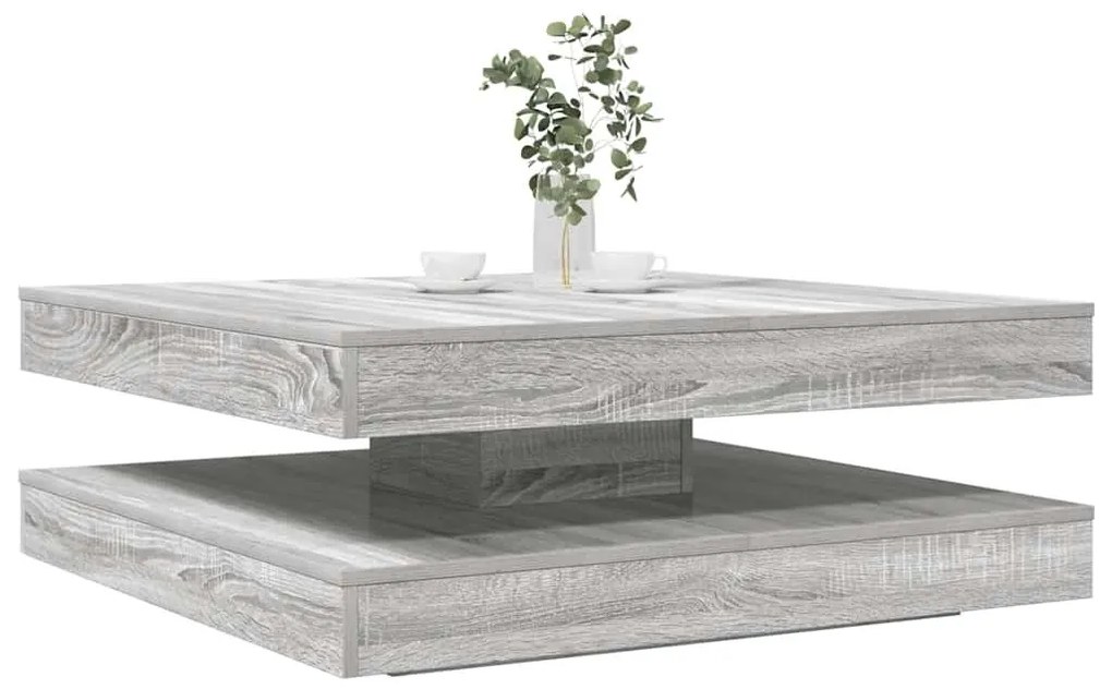 szürke sonoma dohányzóasztal 360 fokban forgatható 90x90x34,5cm