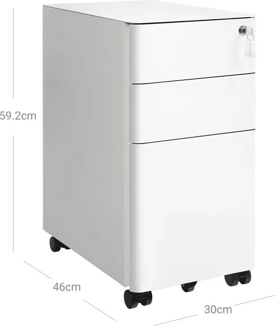 Irodai konténer 30x46x59 cm, fém, fehér, AUK-E1130 WT