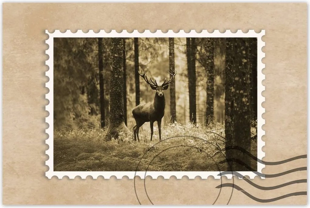 Poszterek 90x60 Szarvas a szépia erdőben