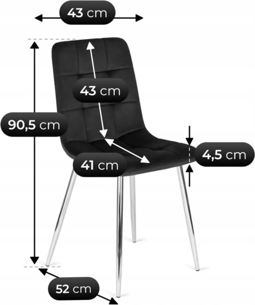 Krzesło CESAR Czarne Welurowe