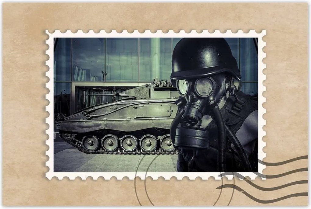 Poszterek 120x80 Az ember gázmaszkkal