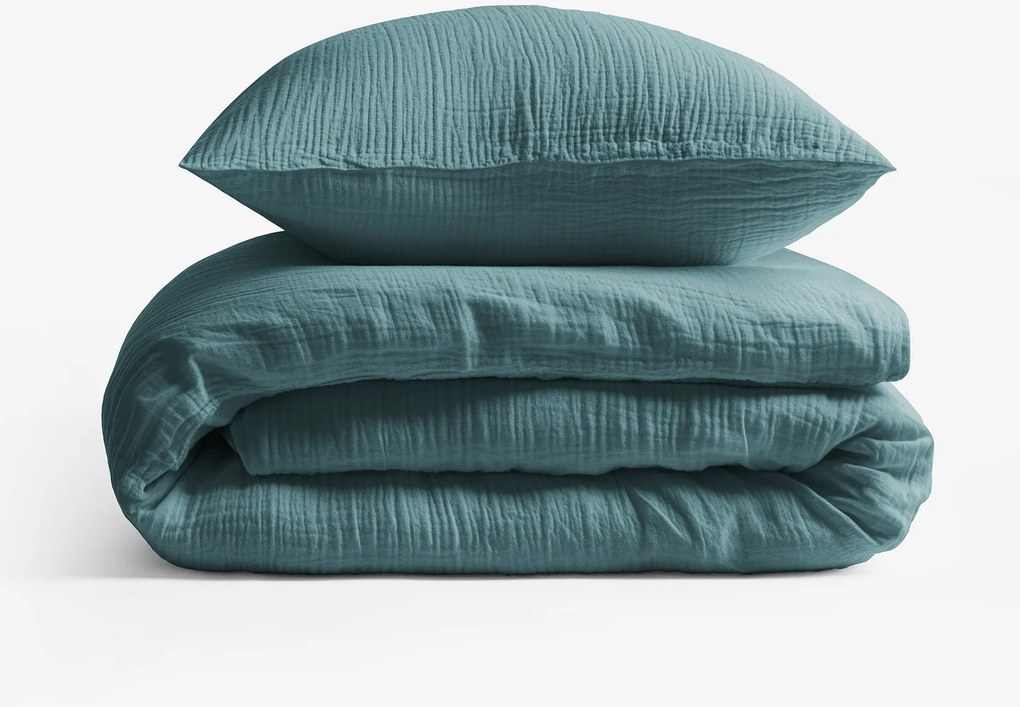 Goldea muszlin ágyneműhuzat – petrolkék 140 x 200 és 70 x 90 cm