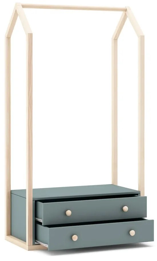 Szürkészöld nyitott gyerek ruhásszekrény 80x170x40 cm Esteban – Marckeric