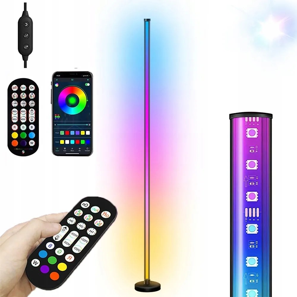 Magas Led Rgb Álló Sarok Álló Éjjeli Lámpa 120CM Távirányító