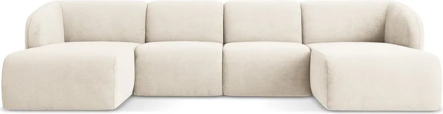 Bézs zsenília sarokkanapé (U alakú) Lani – Makamii