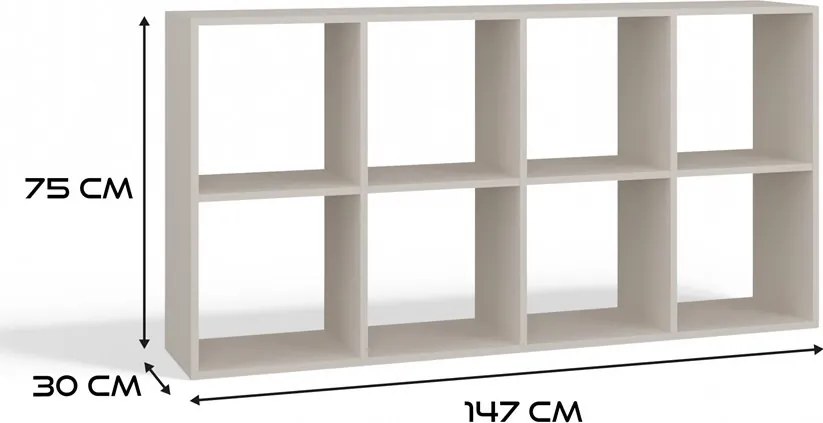 Aldabra Malax 2x4 polc, 147x75x30 cm, kasmír
