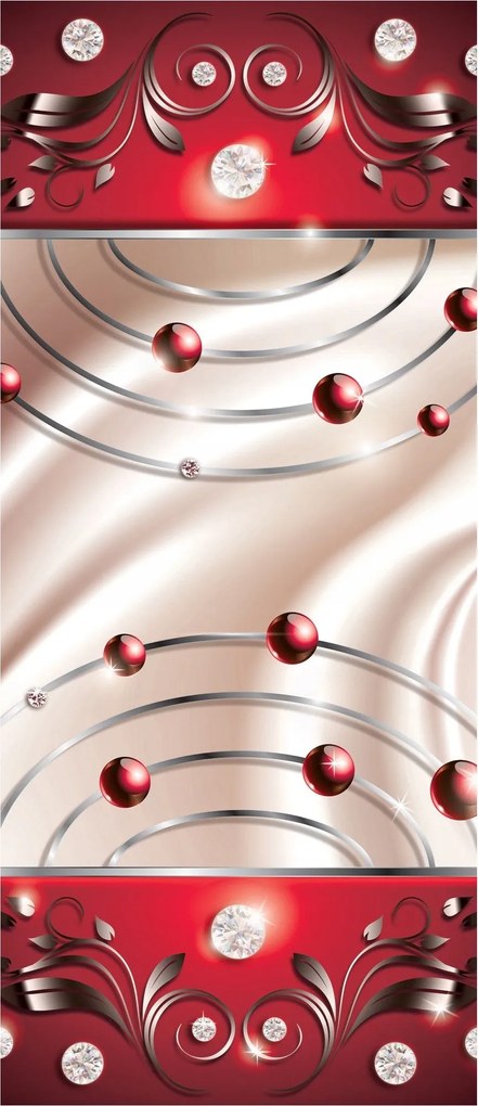 Flizelin fotótapéta Piros-barna gömbök gyémántok ezüst 91x211 +ragasztó