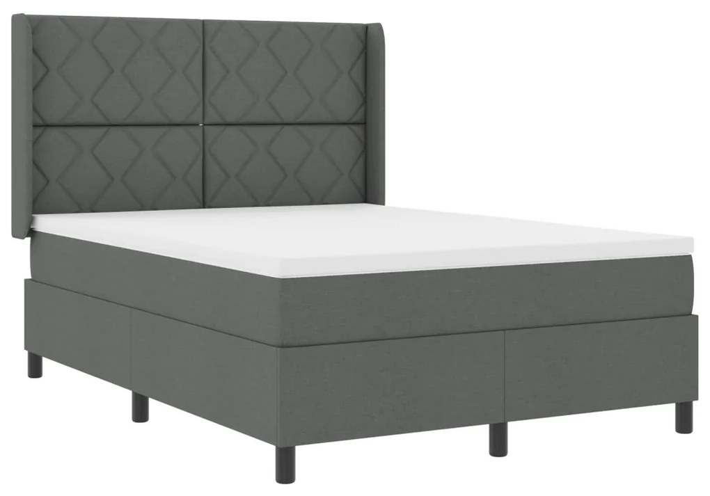 Boxspring Ágy Matraccal és LED világítással Sötétszürke 160x200 cm Szövet