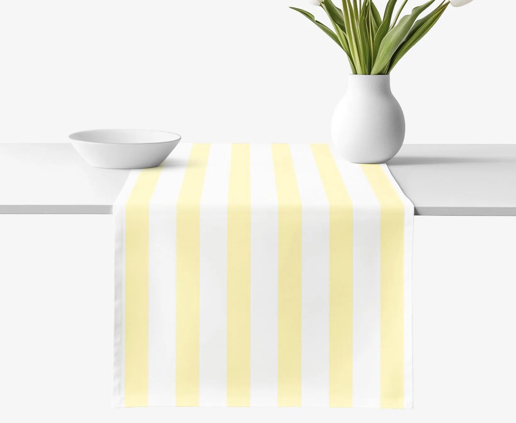 Goldea pamut asztali futó - sárga csíkos 35x140 cm