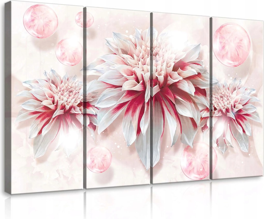 Vászonkép 120x80 Finomság virágok álmodozó fény rózsaszín fehér poliptikus