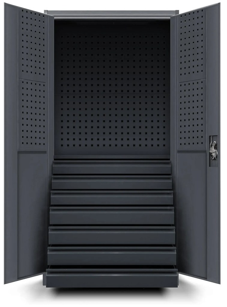 DAREK műhelyszekrény, 920 x 1850 x 500 mm, antracitszürke