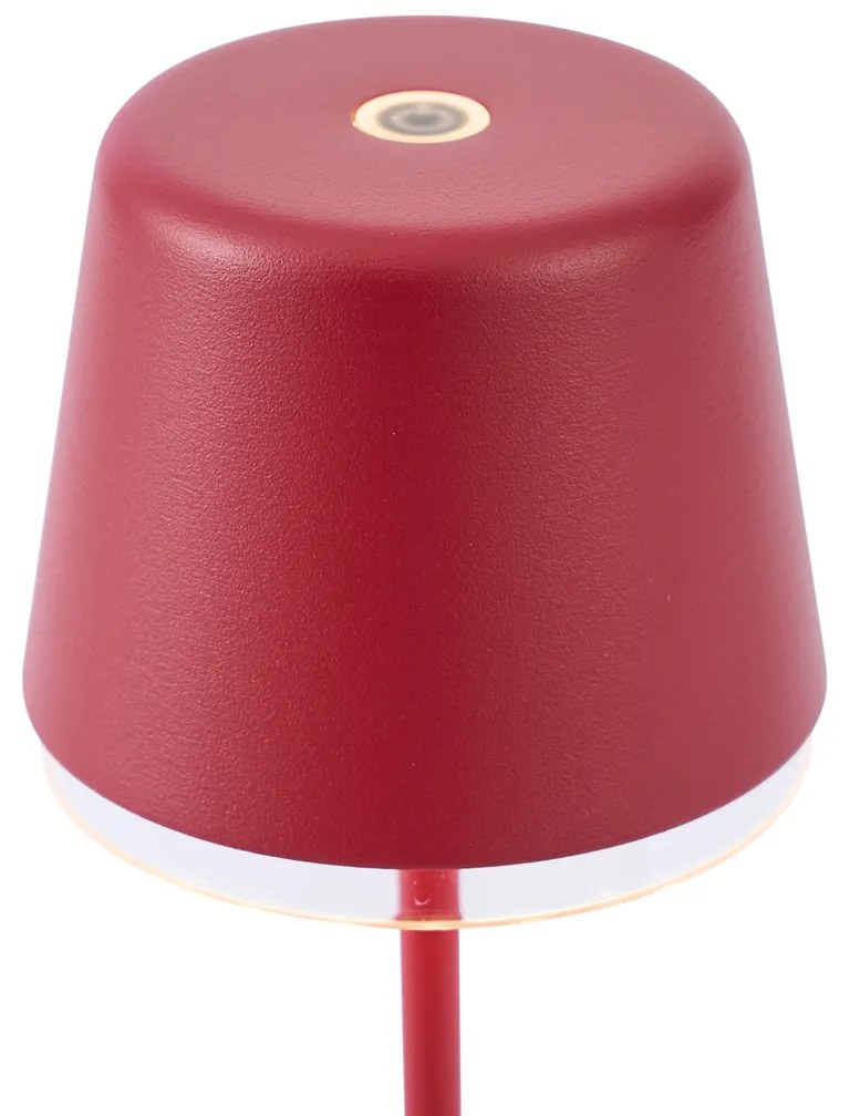 Piros asztali lámpa LED-del, IP65, újratölthető, töltőállomással - Treble