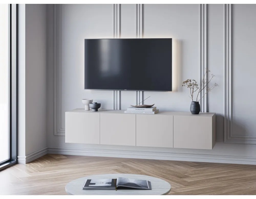 Krémszínű TV-állvány 180x38x35 cm Daroca – Marckeric