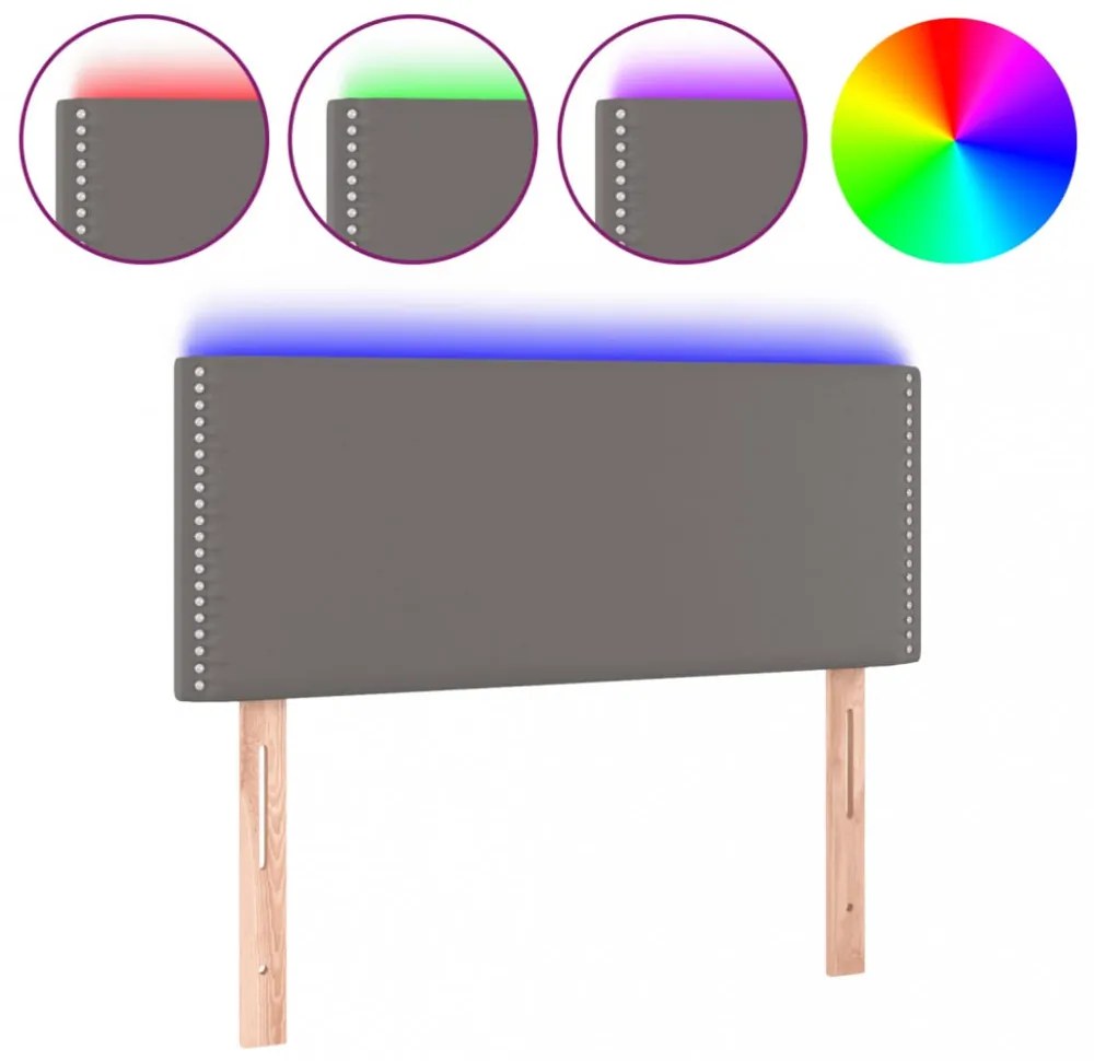 szürke műbőr LED-es fejtámla 90 x 5 x 78/88 cm