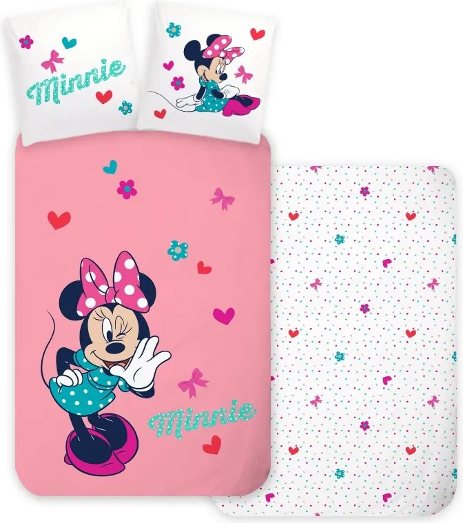 Gyerek Ágyneműhuzat 140x200 Disney Minnie Egér Mini Mickey 100% Pamut