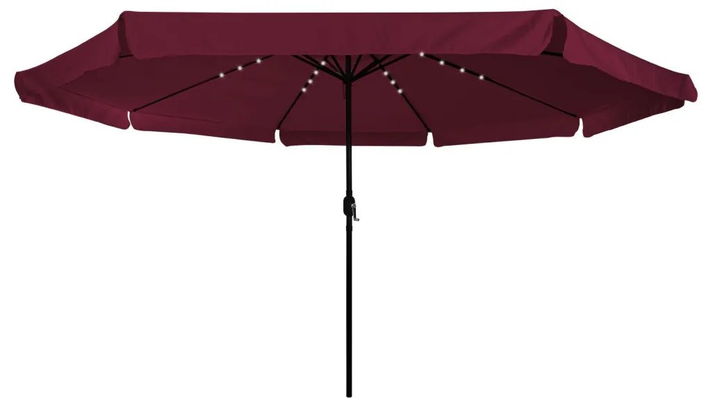 Kerti Napernyő LED Fénnyel ø395x245 cm Bordeaux Piros