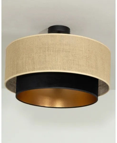 Felületre szerelt csillár SARTA 1xE27/60W/230V fekete/juta