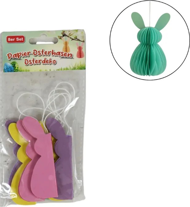 Függő díszek BUNNY 8 cm készlet 8 db, színes