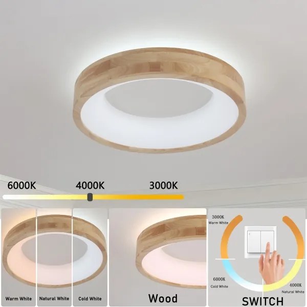 Brilagi-LED FALCON WOOD mennyezeti lámpa LED/30W/230V 3000/4000/6000K 45 cm, fa kivitel
