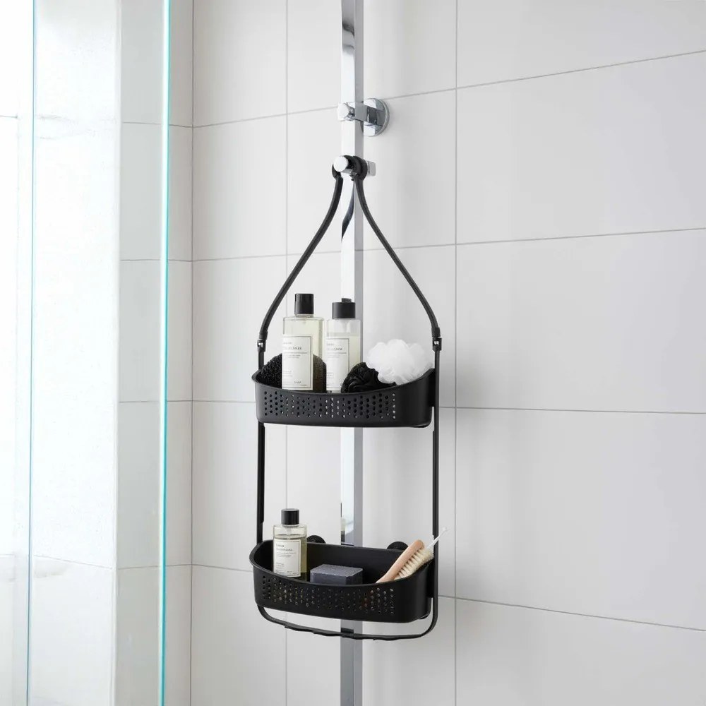 Matt fekete függő műanyag fürdőszobai polc Vesper – douceur d'intérieur