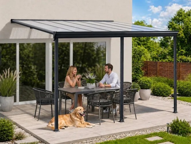 alumínium pergola LANITPLAST WALL 43 antracit + clear PC LG2123