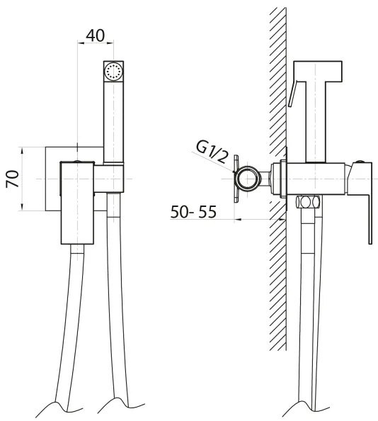 Sapho-Zuhanyzós bidécsap rejtett beépítéshez CUBEMIX fényezett króm