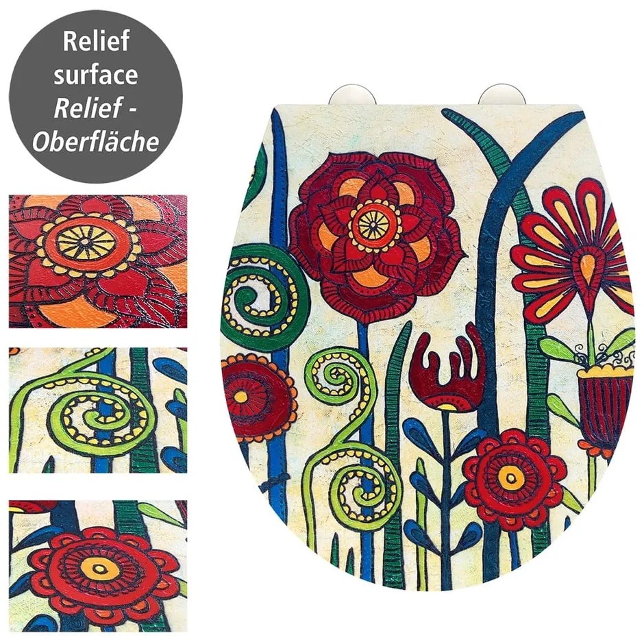 WC-ülőke automatikus záródással 37 x 44,5 cm Rollin'Art Red Blossom – Wenko