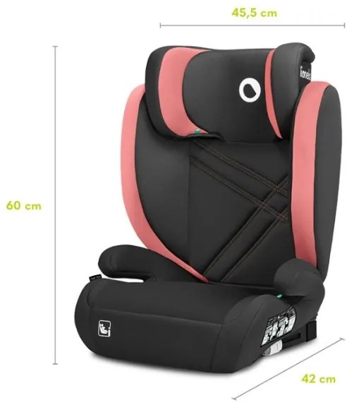 Lionelo - Autósülés HUGO i-Méret 100-150 cm fekete/rózsaszín