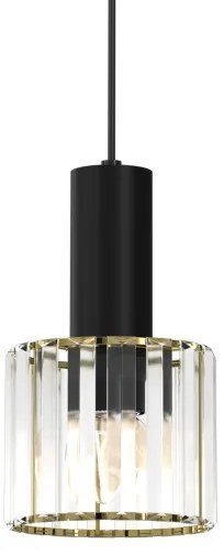 Csillár zsinóron CRISTAL 1xE27/60W/230V fekete