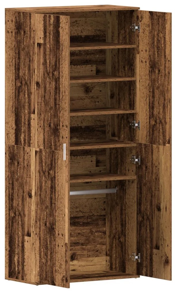 Cipőszekrény polcokkal ajtóval Öreg fa 80 x 39 x 178 cm Faanyag