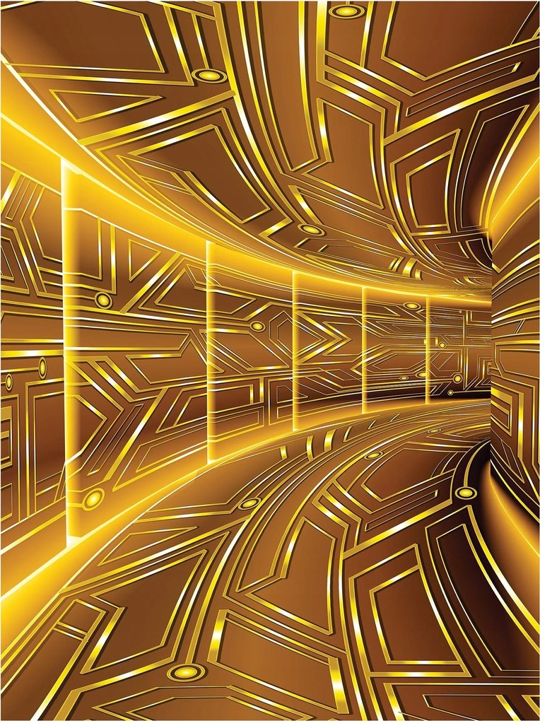 Fotótapéta Alagút Arany Futurizmus Perspektíva Technológia Vinyl 184x254 +ragasztó